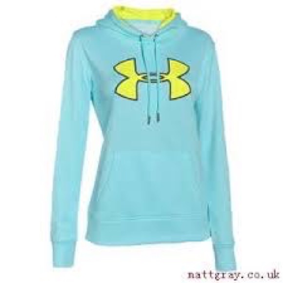 💙 Blue and Neon Yellow UNDER ARMOUR hoodie 💛 - Picture 2 of 2
